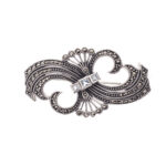 Broșă Argint 925 Fundiță Stilizată -  Marcasite - imagine 2