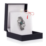 Broșă Argint 925 Fundiță Stilizată - Green Agate