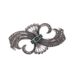 Broșă Argint 925 Fundiță Stilizată - Green Agate - imagine 2