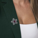 Broșă Argint 925 Floare Filigranată - Zirconia Ruby - imagine 3