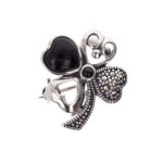 Broșă Argint 925 Trifoi - Onyx - imagine 3