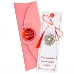 Broșă Luna Trifoi Argintiu cu Perluță