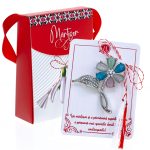 Broșă Mărțișor Gentuță - Floare cu Frunză