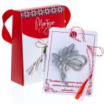 Broșă Mărțișor Gentuță - Buchet Argintiu cu Floricele