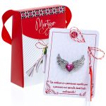 Broșă Mărțișor Gentuță - Inimioara cu Aripi Argintii