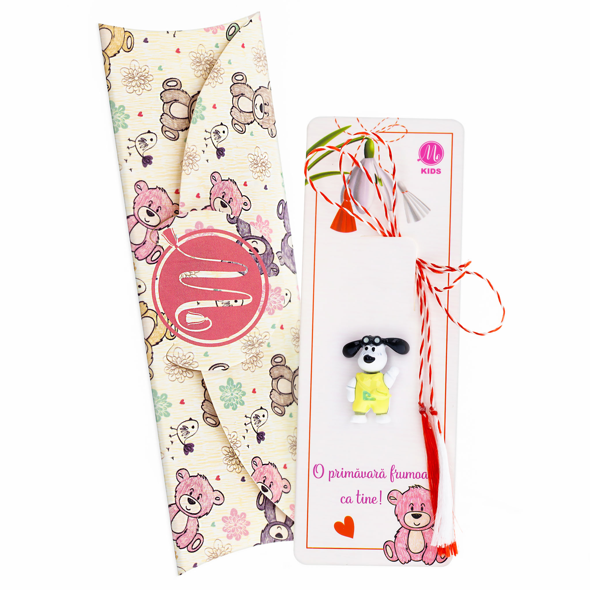 Joy-026 Broșă Pin Mărțișor Copii - Cățeluș Pilot cu Haină Galbenă - imagine 1