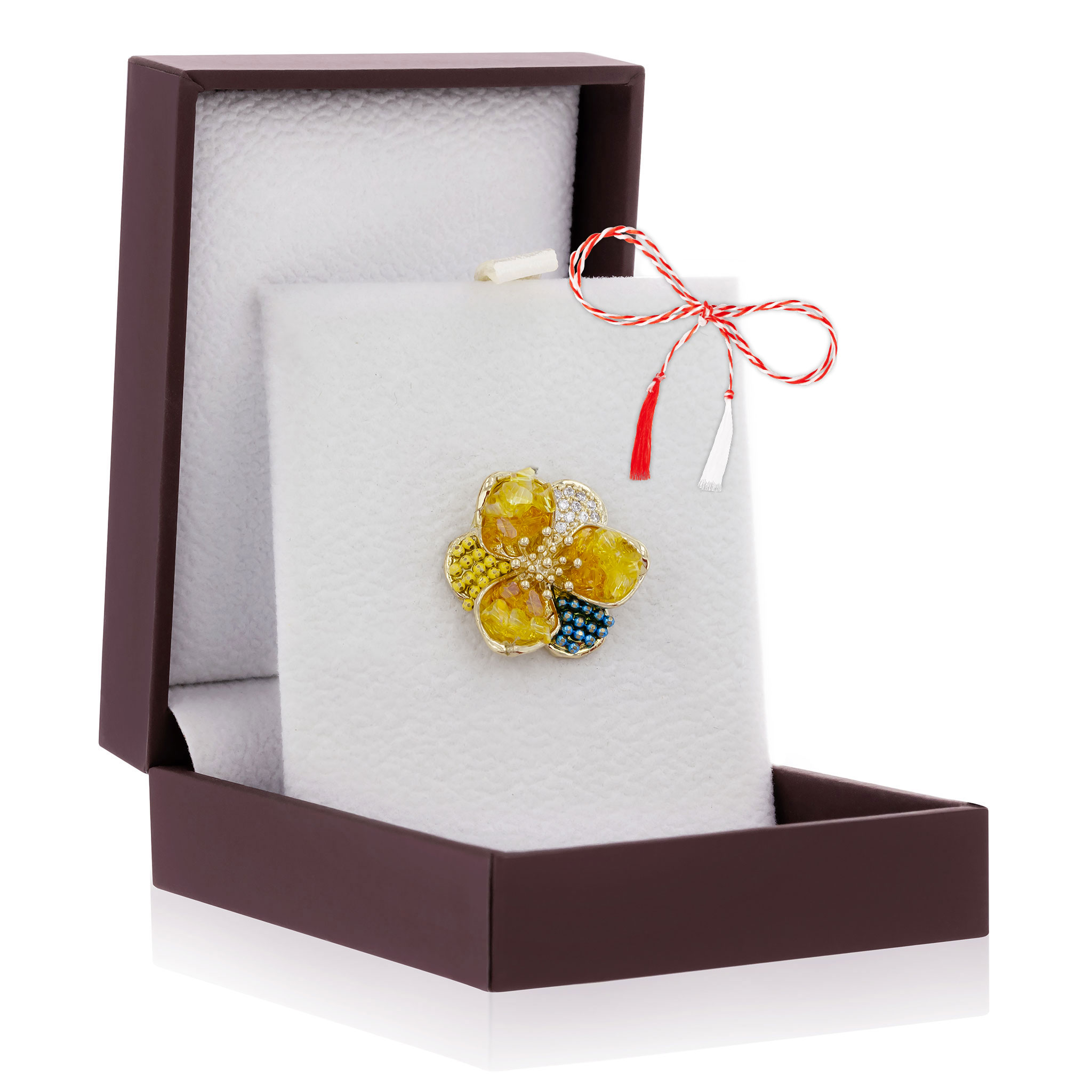 PIN-126 Broșă Pin Premium Gold Plated - Floricică Galbenă Hand-Made - imagine 1