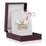 Broșă Pin Premium Gold Plated - Fluture Cu Aripi Roz Hand-Made