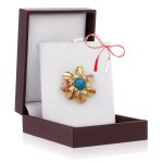 Broșă Pin Premium Gold Plated - Floare Cu Petale Galbene Hand-Made