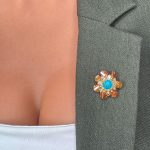 Broșă Pin Premium Gold Plated - Floare Cu Petale Galbene Hand-Made - imagine 3