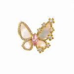 Broșă Pin Premium Gold Plated - Fluturaș cu Piatră Roz - imagine 2