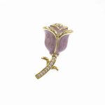 Broșă Pin Premium Gold Plated - Trandafir Lila - imagine 2