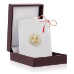 Broșă Pin Premium Gold Plated - Trandafir cu Pietricele