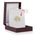 Broșă Pin Premium Gold Plated - Copacul Vieții cu Pietricele