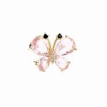 Broșă Pin Premium Gold Plated - Fluturaș cu Aripioare Roz - imagine 2