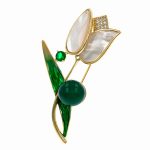 Broșă Premium Gold Plated - Lalea cu Sidef - imagine 2