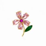 Broșă Premium Gold Plated - Floare Roz - imagine 2