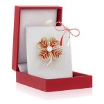 Broșă PREMIUM Gold Plated - Trifoi Roz