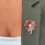 Broșă PREMIUM Gold Plated - Trifoi Roz - imagine 3