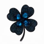 Broșă PREMIUM Gold Plated - Trifoi Regal Albastru - imagine 2