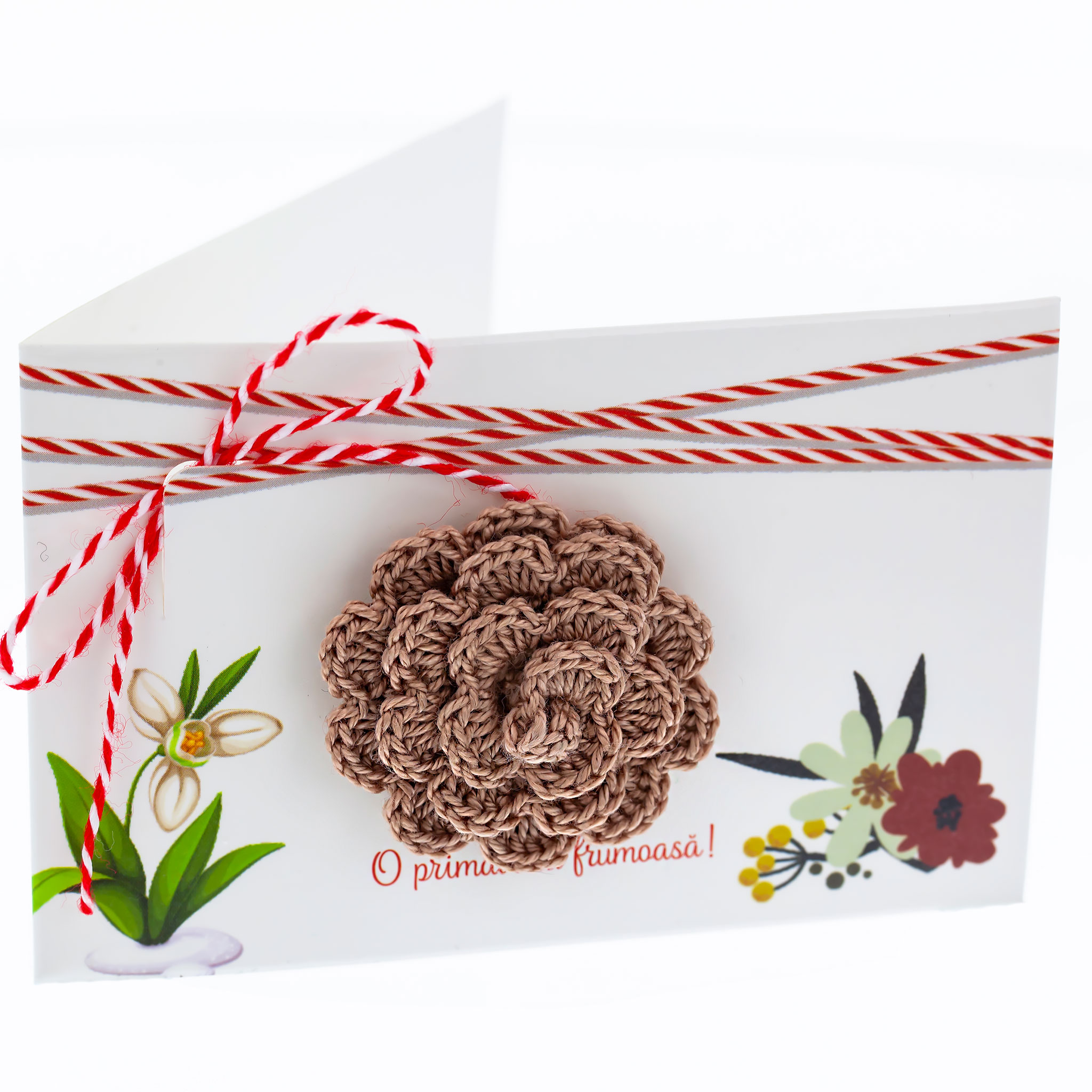 HMADE-006 Broșă Hand-Made Trandafir Bej Închis - imagine 1