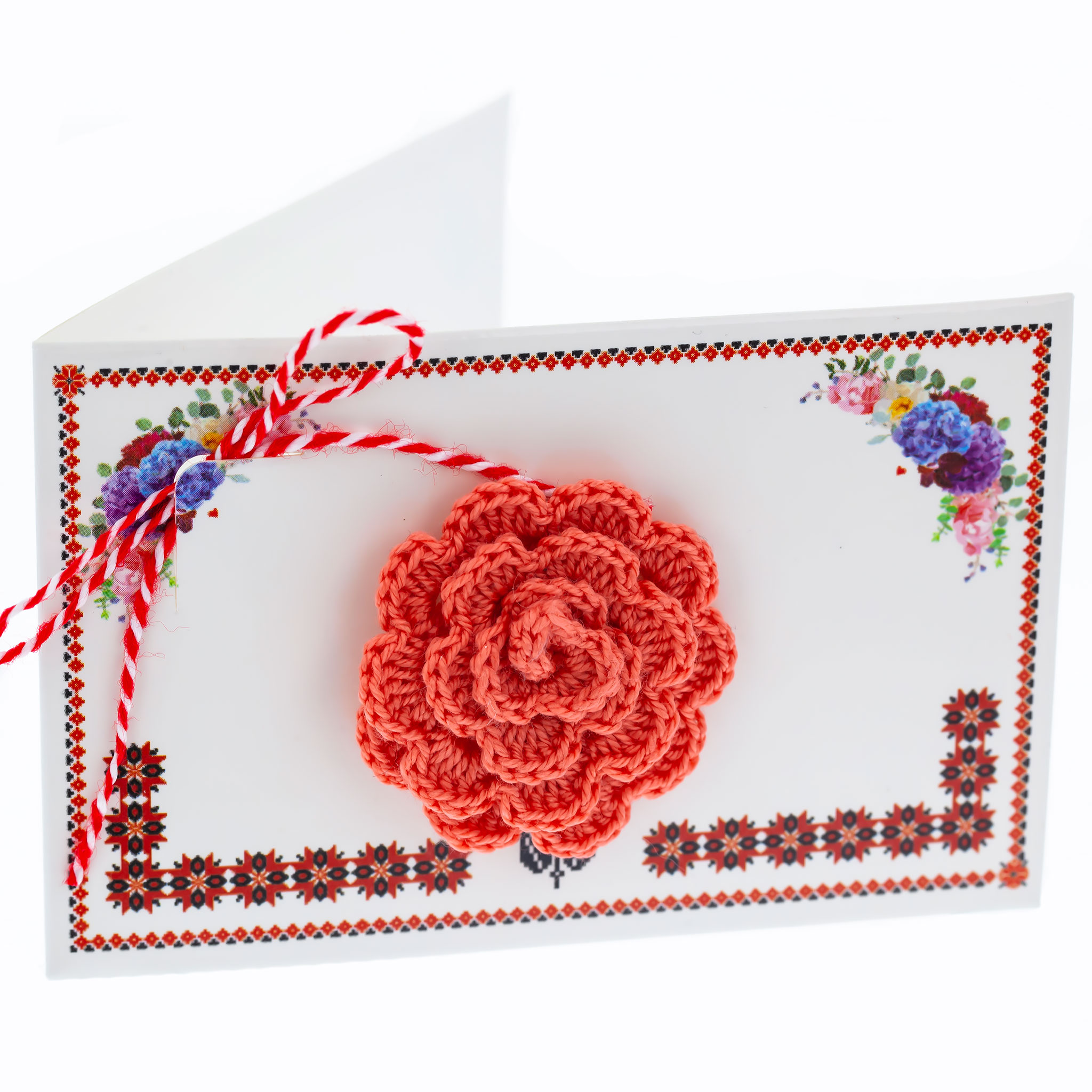 HMADE-007 Broșă Hand-Made Trandafir Corai - imagine 1