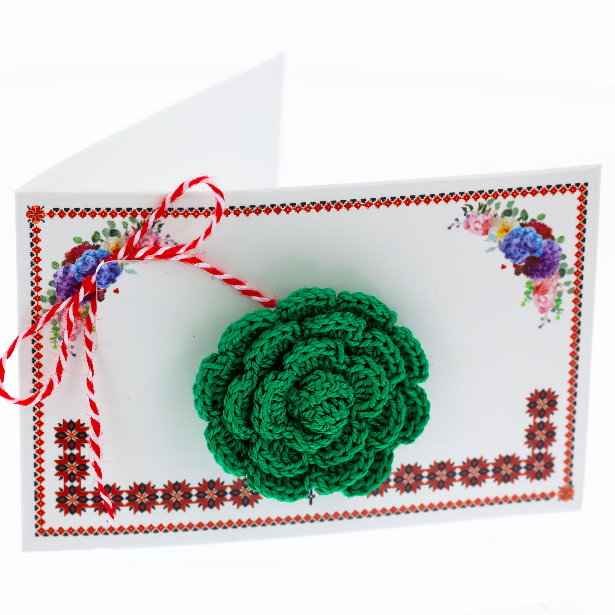 HMADE-012 Broșă Hand-Made Trandafir Verde - imagine 1