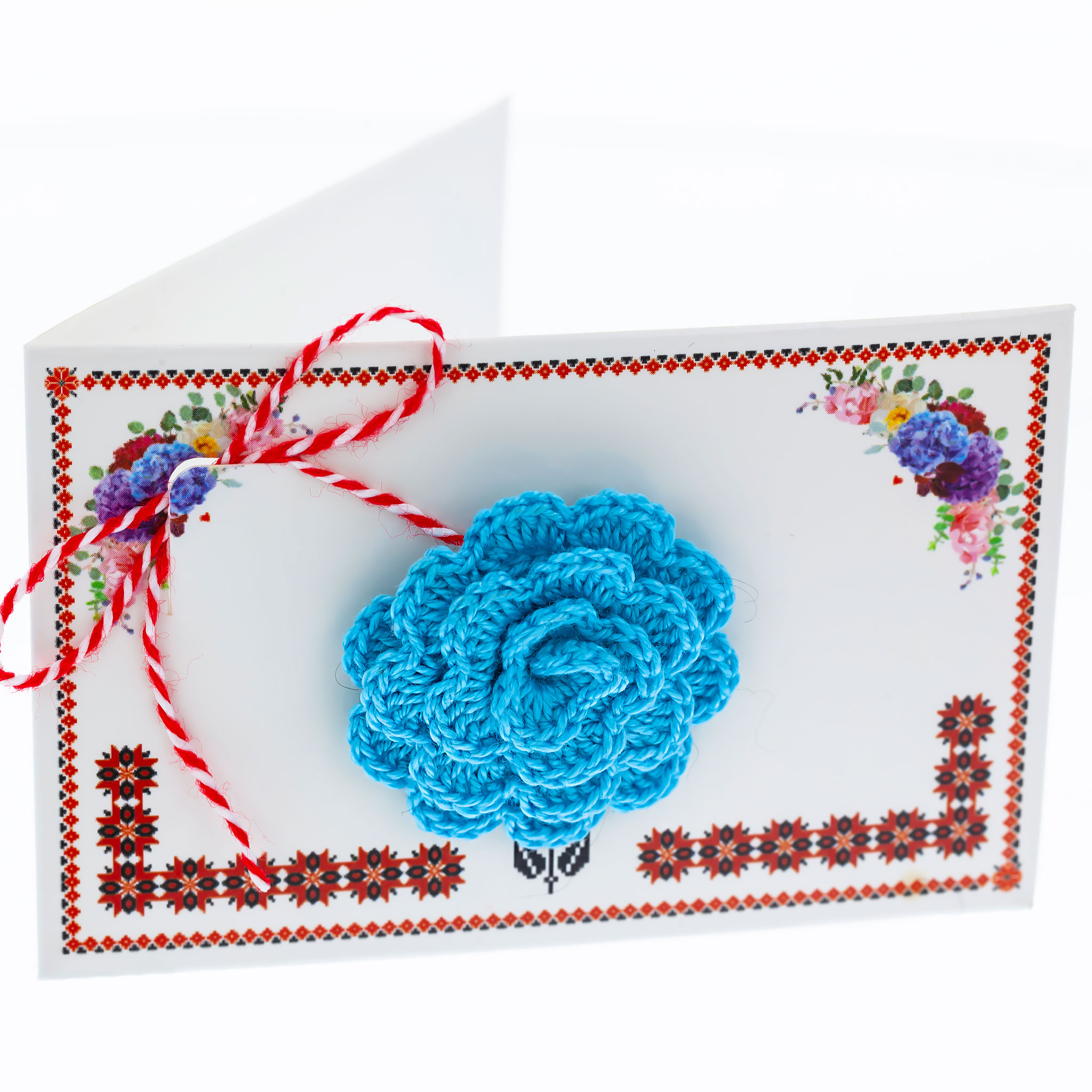 HMADE-020 Broșă Hand-Made Trandafir Albastru Deschis - imagine 1