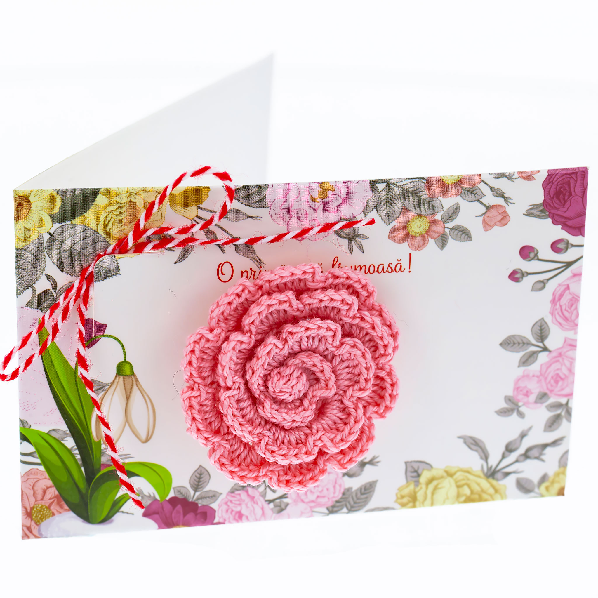 HMADE-027 Broșă Hand-Made Trandafir Roz Pal - imagine 1