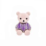 Broșă Pin Mărțișor Copii - Ursuleț Roz cu Haină Mov - imagine 2