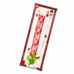 Brățară Textilă - Model Romburi Albe și Roșii - imagine 2