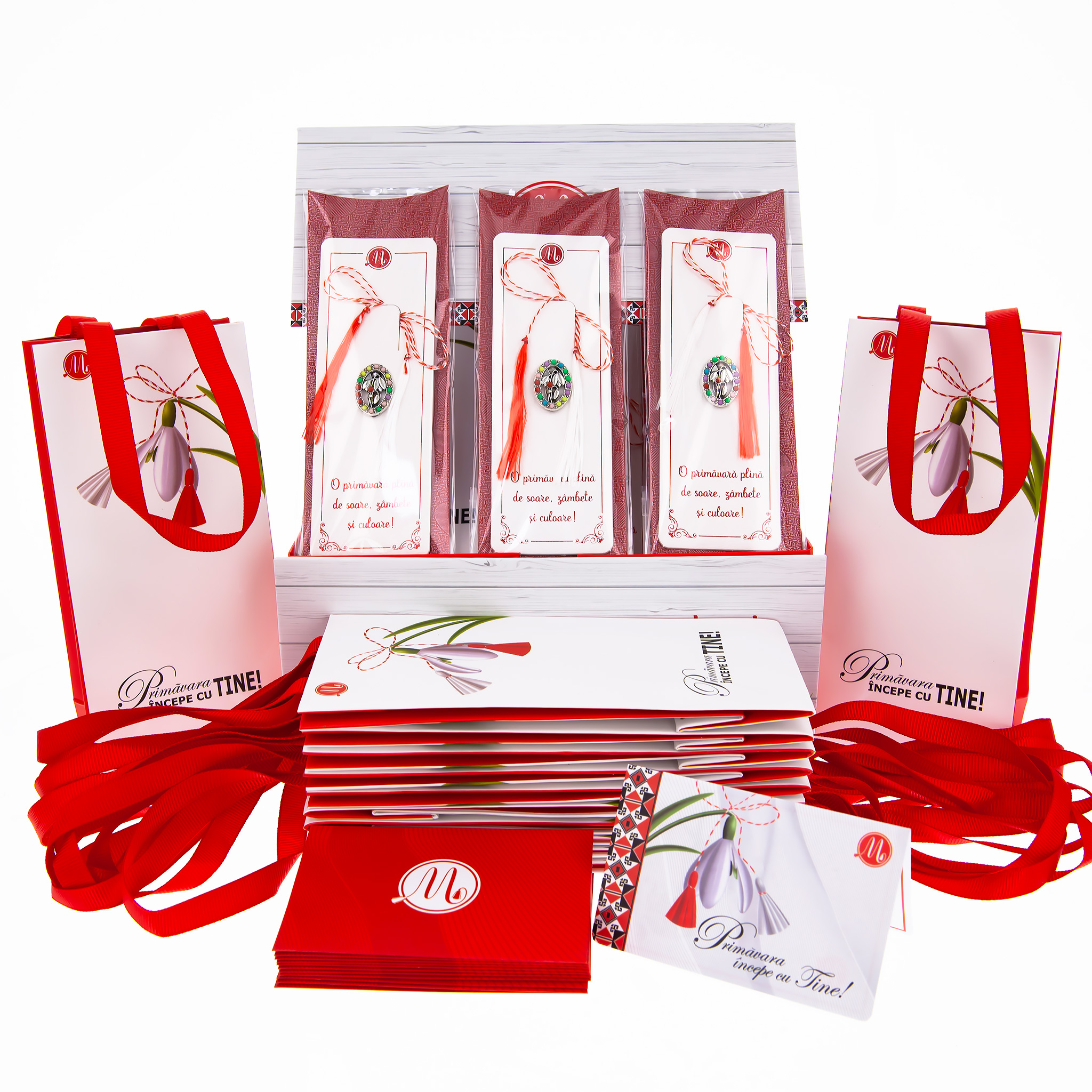 BOX-015-BROSA-ZALIA-BILUTE Box Mărțișoare 12 buc. - Broșă Zalia - Ghiocei - imagine 1