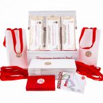 Box Mărțișoare 12 buc. - Brățară Alb-Roșu Gold Plated - Cristal White