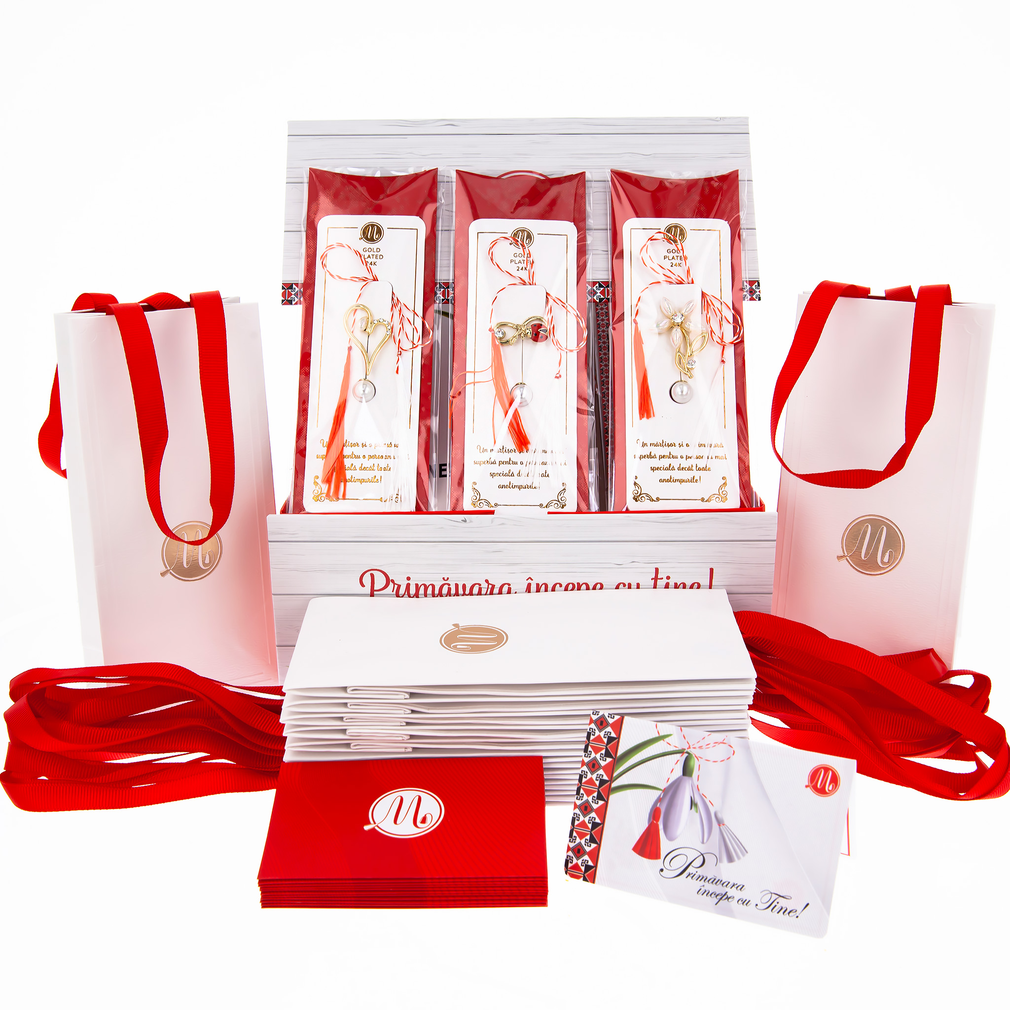 BOX-029-BROSA-APLHA Box Mărțișoare 12 buc. - Broșă Gold Plated Alpha - imagine 1