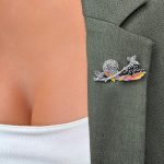 Broșă Argint 925 Pasăre pe Rămurică – Marcasite - imagine 3