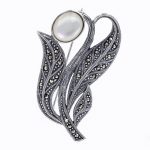 Broșă Argint 925 Model Floare – Marcasite - imagine 2