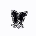 Broșă Argint 925 Fluture – Onyx - imagine 2