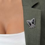 Broșă Argint 925 Fluture – Onyx - imagine 3