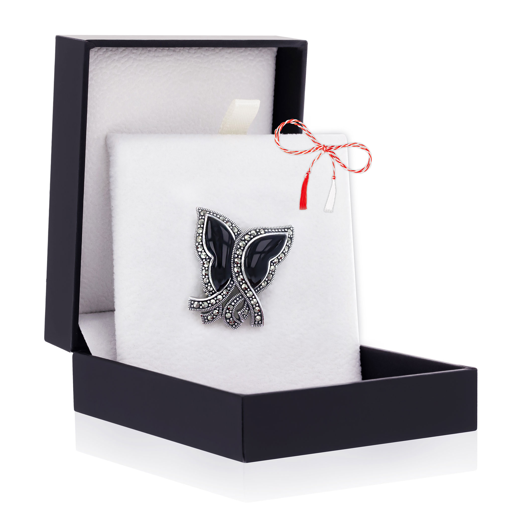 Brosa-argint-21 Broșă Argint 925 Fluture – Onyx - imagine 1