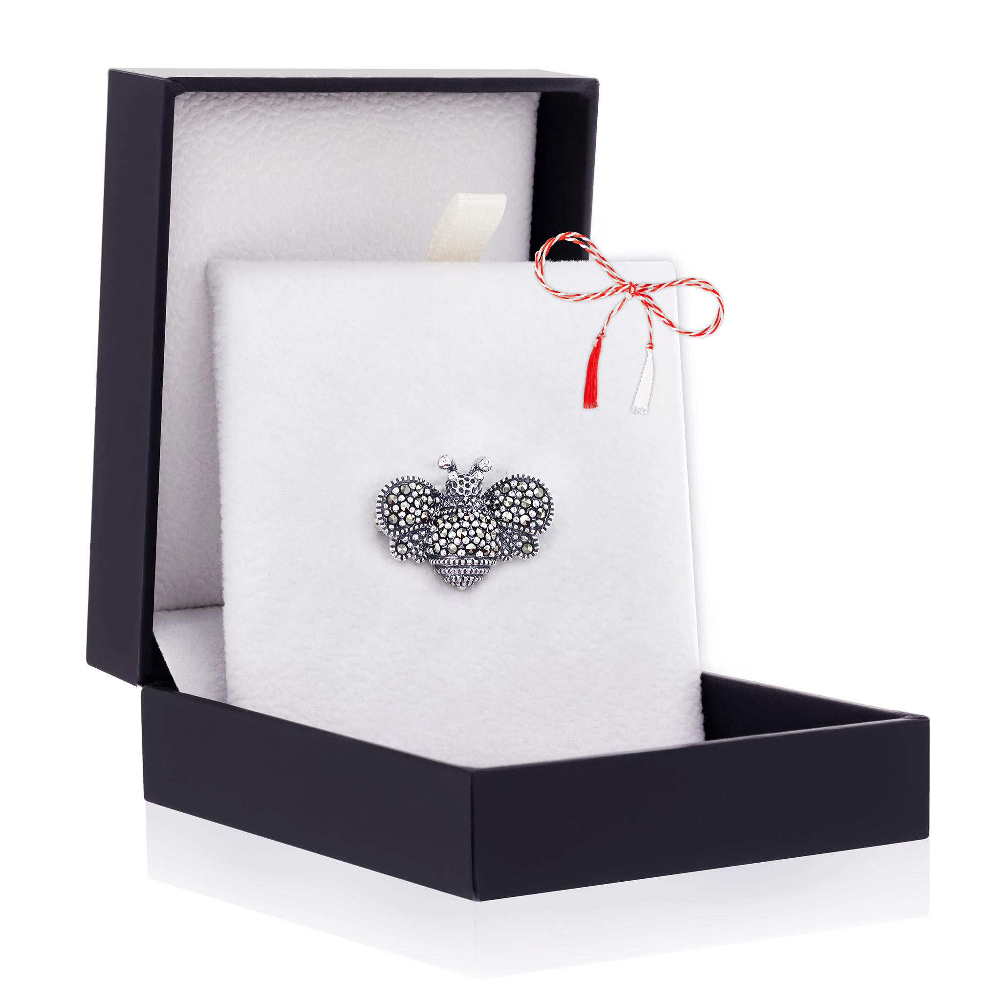 Brosa-argint-44 Broșă Argint 925 Model Albină – Marcasite - imagine 1