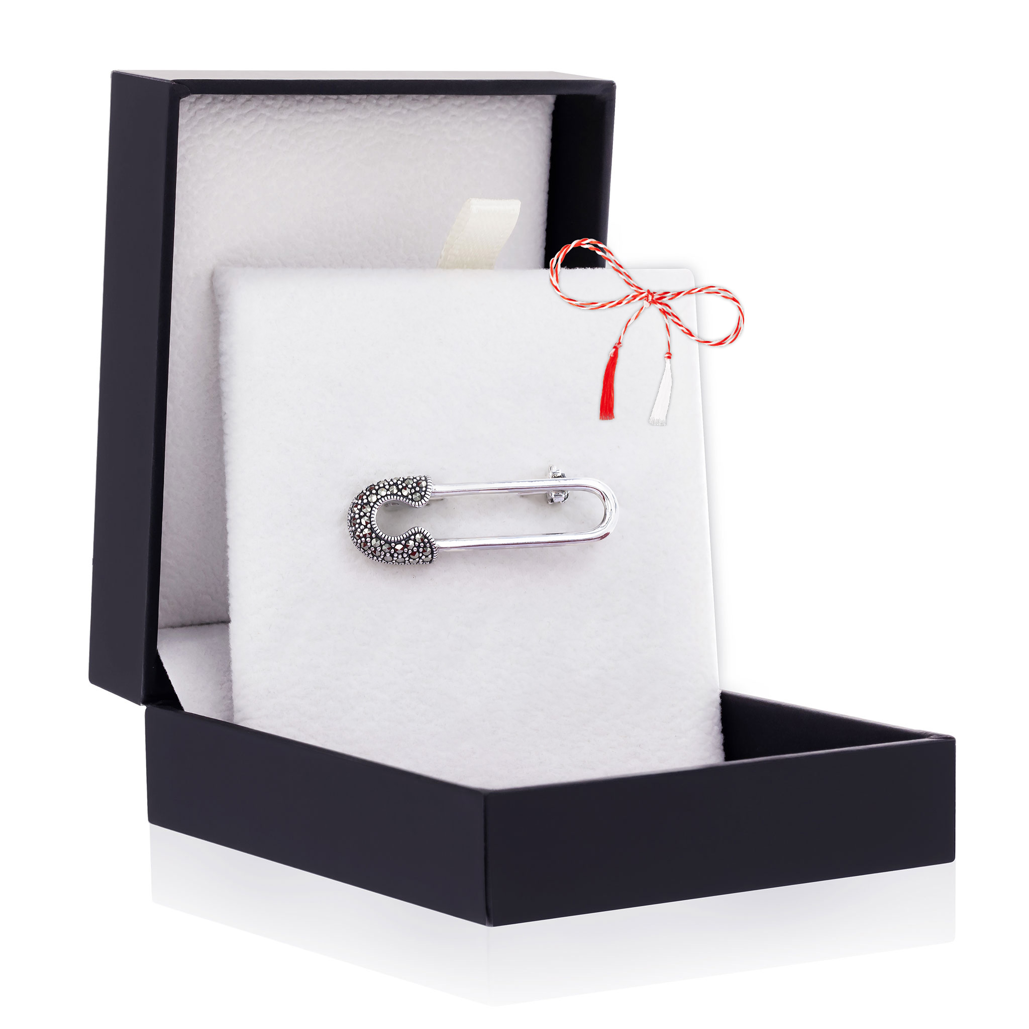 Brosa-argint-57 Broșă Argint 925 Ac de Siguranță – Marcasite - imagine 1