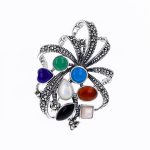 Broșă Argint 925 Floare Stilizată – Multicolor - imagine 2