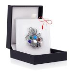 Broșă Argint 925 Floare Stilizată – Multicolor