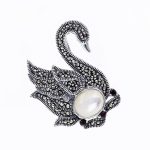 Broșă Argint 925 Model Lebădă – Marcasite - imagine 2
