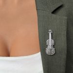 Broșă Argint 925 Vioară – Marcasite - imagine 3